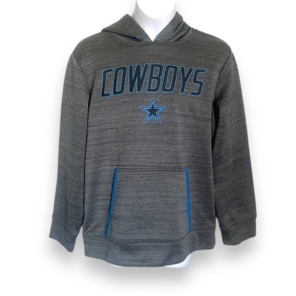 Dallas Cowboys Authentic Youth Hoodie | Gray Fleece Pullover NFL Team Apparel - Picture 1 of 7
